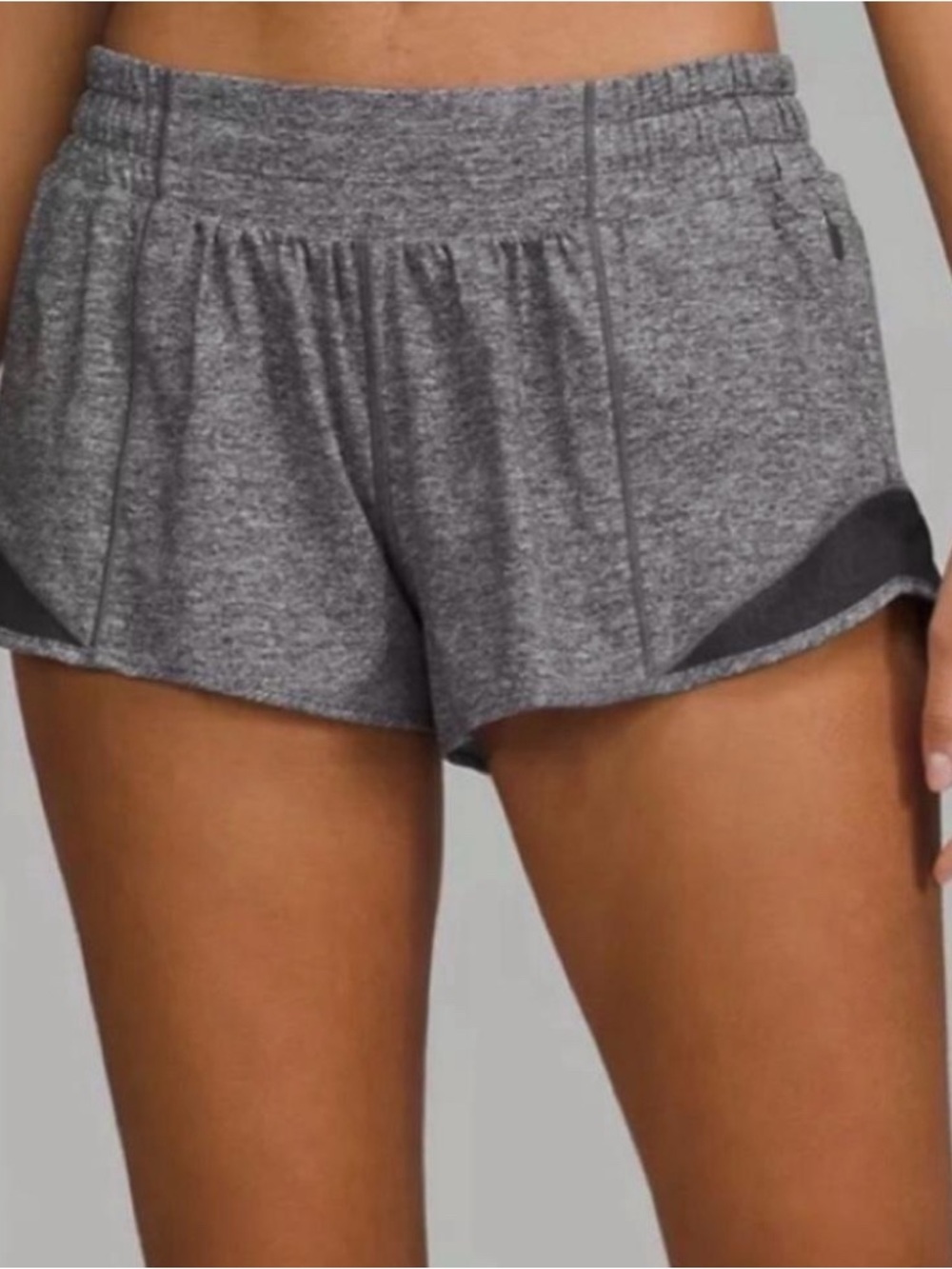Authentic Lululemon 6 tall gray black hotty hot shorts $88